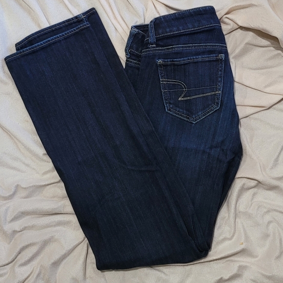 American Eagle Dark Wash Straight Leg Jeans 0S - Picture 6 of 11